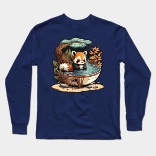 Red Panda Ramen Hot Spring Long Sleeve T-Shirt